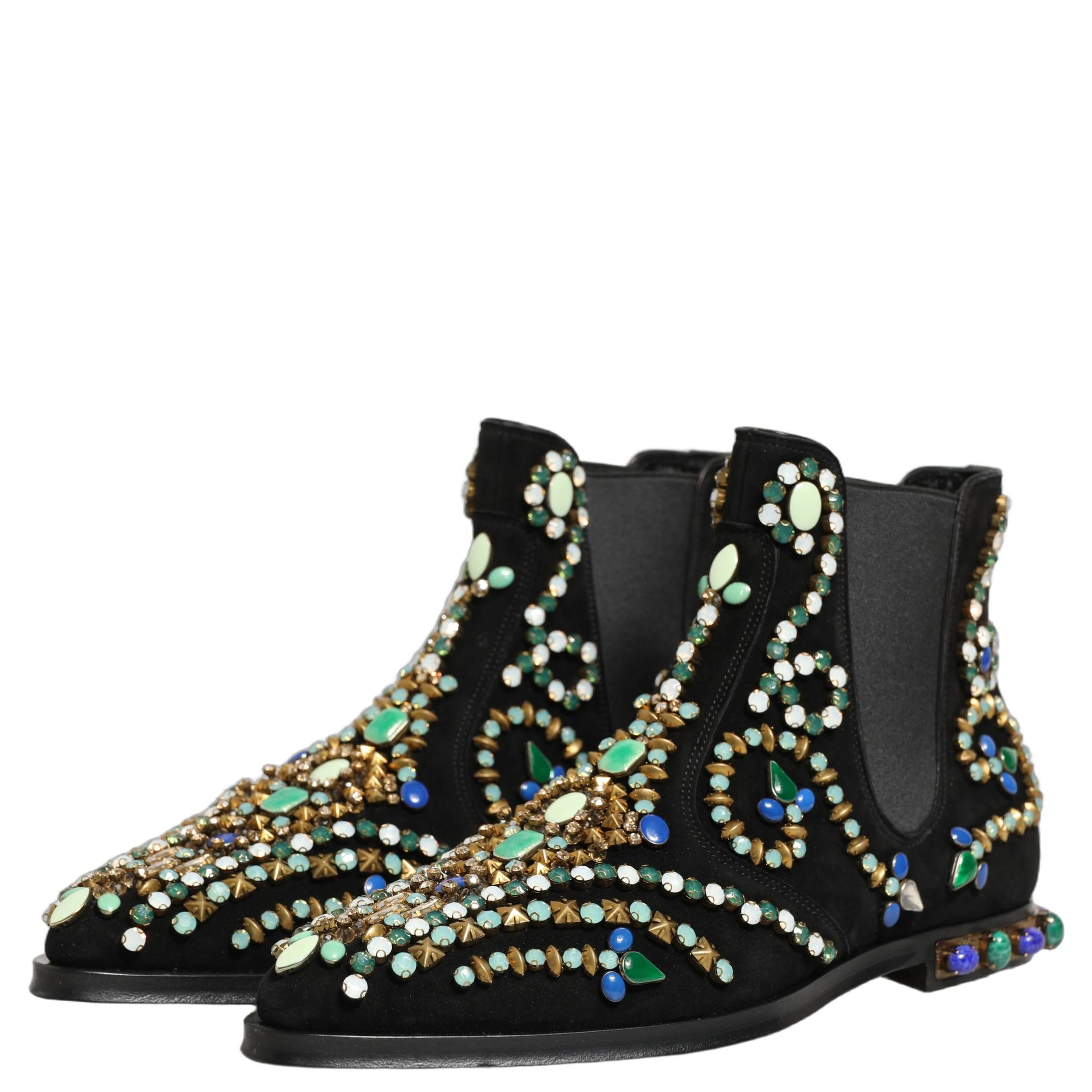 Black Embellished Chelsea Ankle Boots Shoes