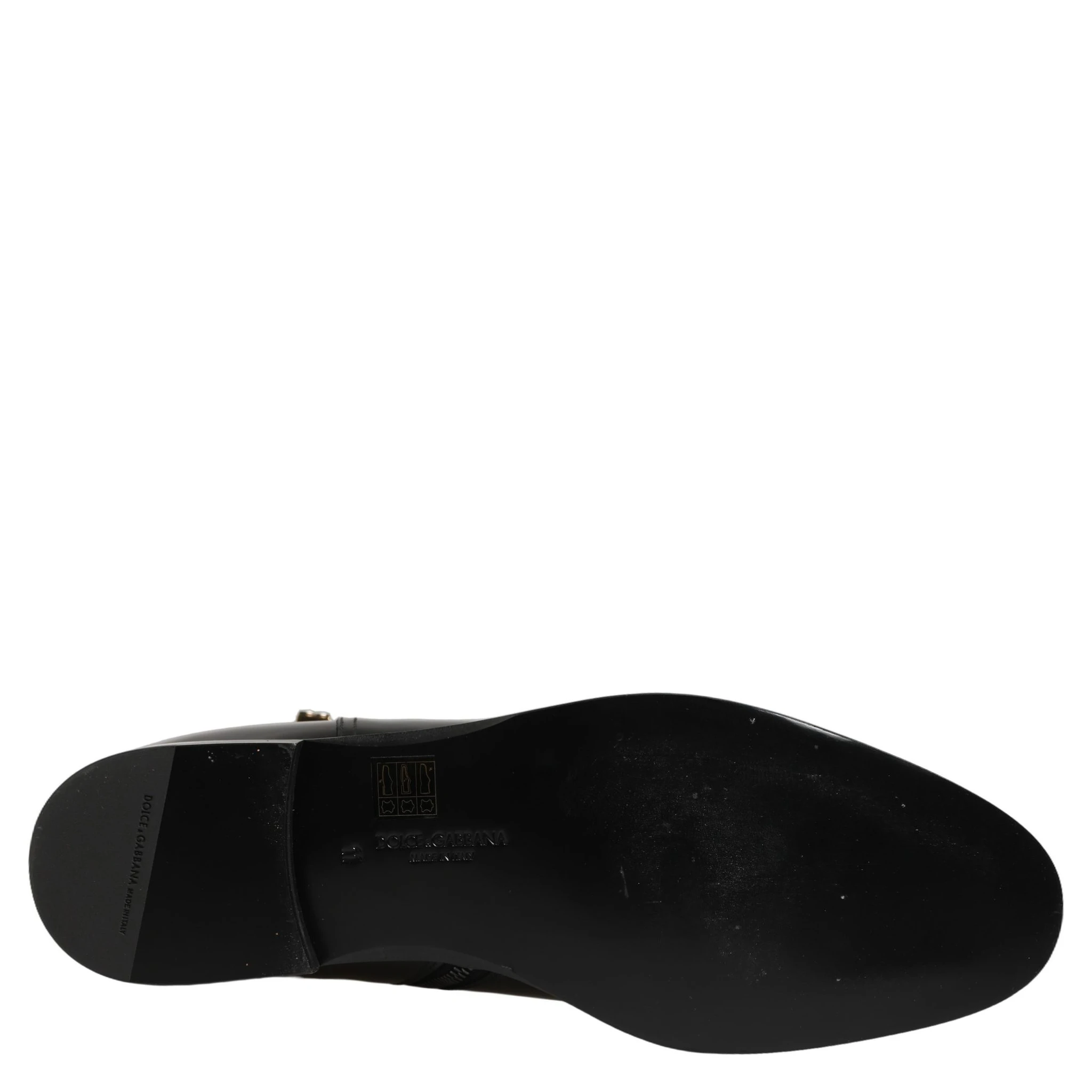 Black Leather Logo Buckle Mid Calf Boots Shoes