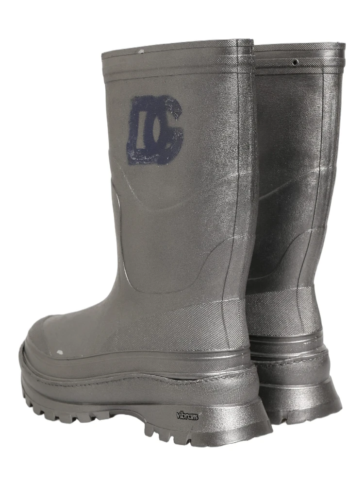 Metallic Silver Pull On Rain Boots Men Shoes