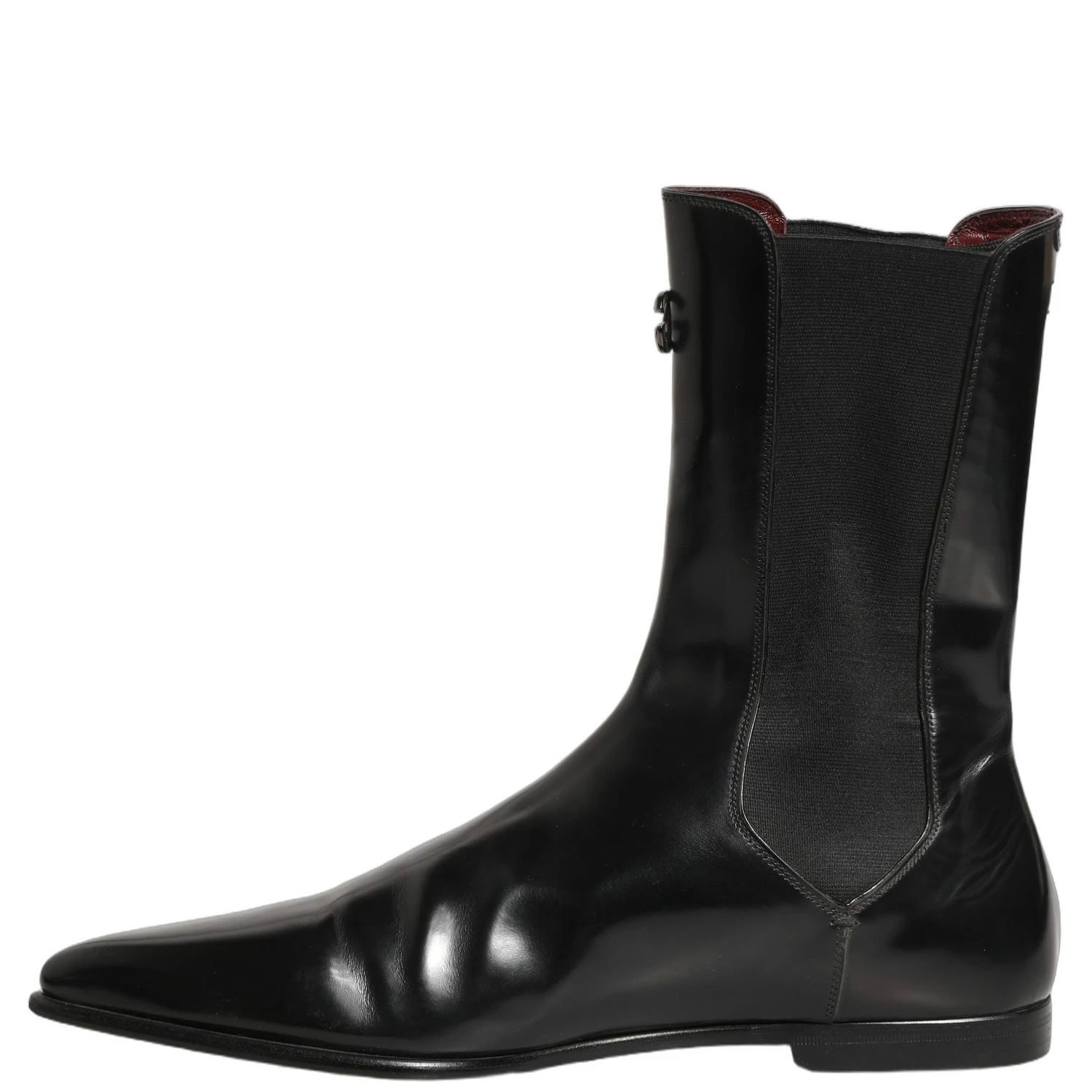 Black Leather Chelsea Mid Calf Boots Shoes