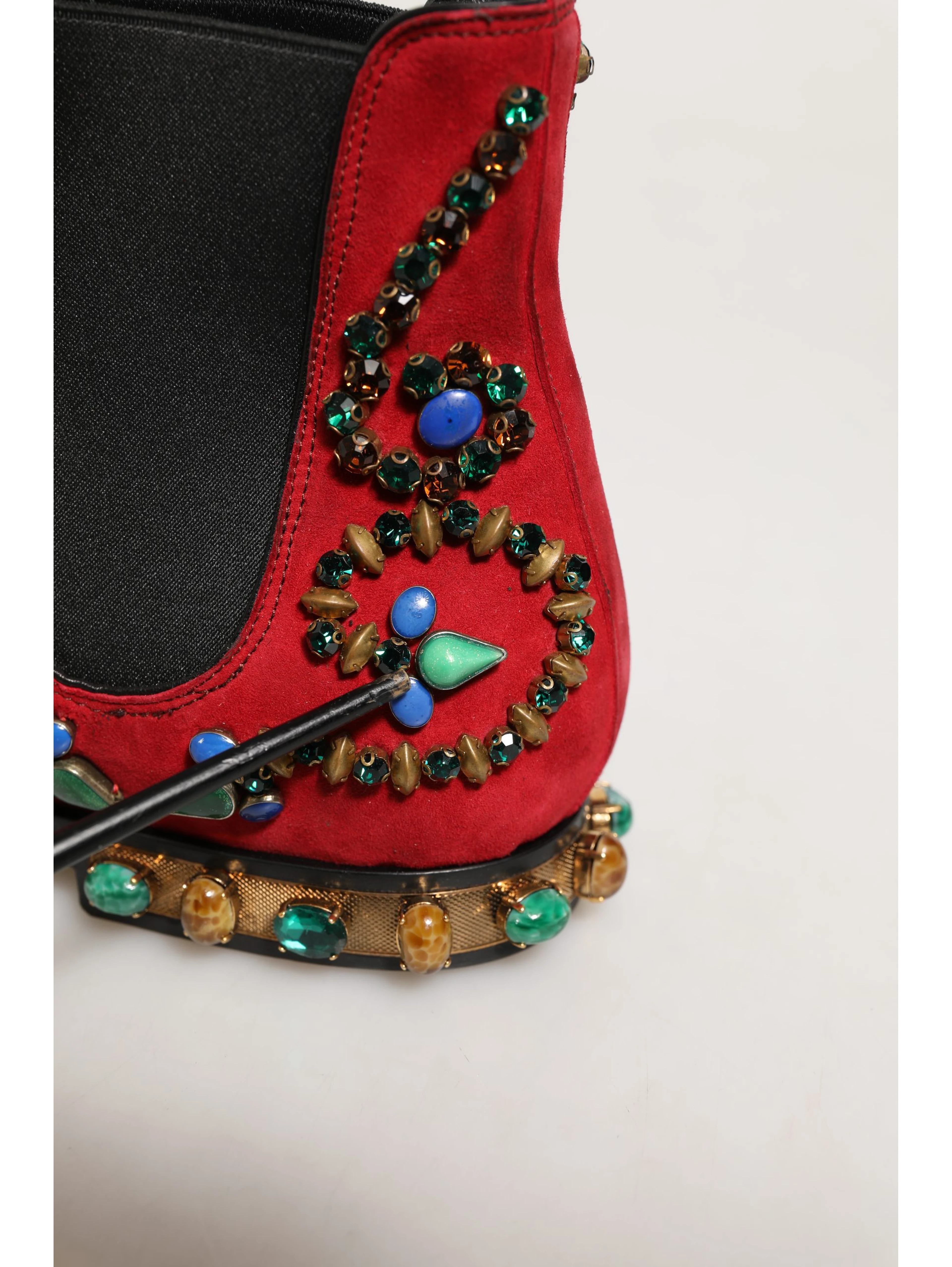 Red Embellished Chelsea Ankle Boots Shoes