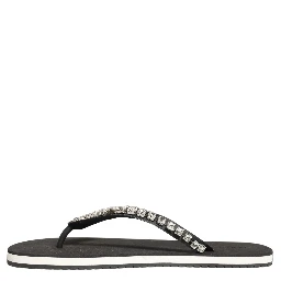 Black Embellished Rubber Flip Flops Men Shoes