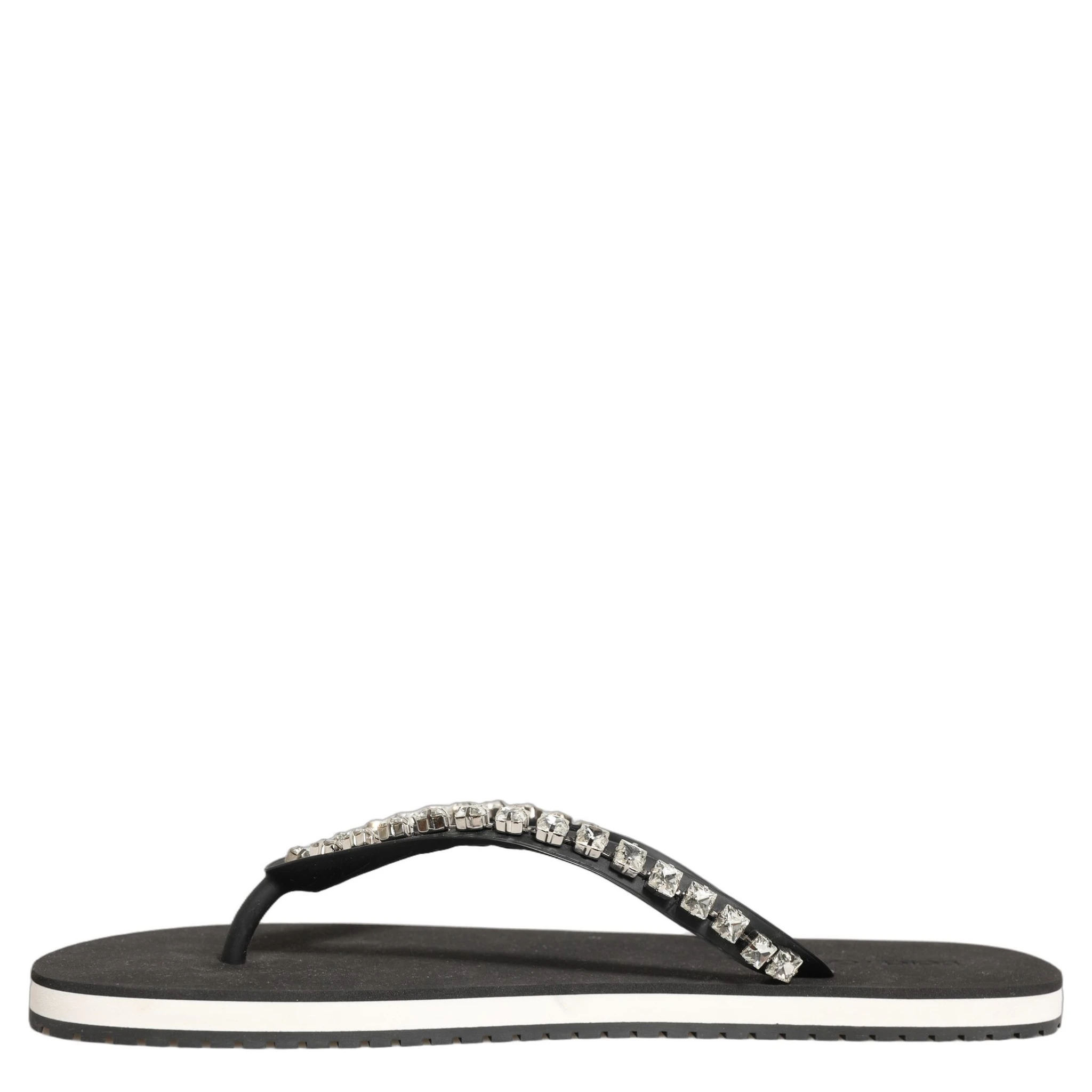 Black Embellished Rubber Flip Flops Men Shoes