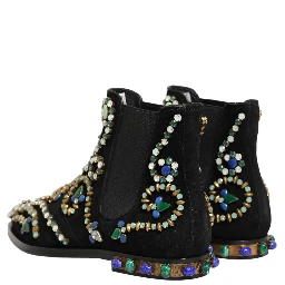 Black Embellished Chelsea Ankle Boots Shoes