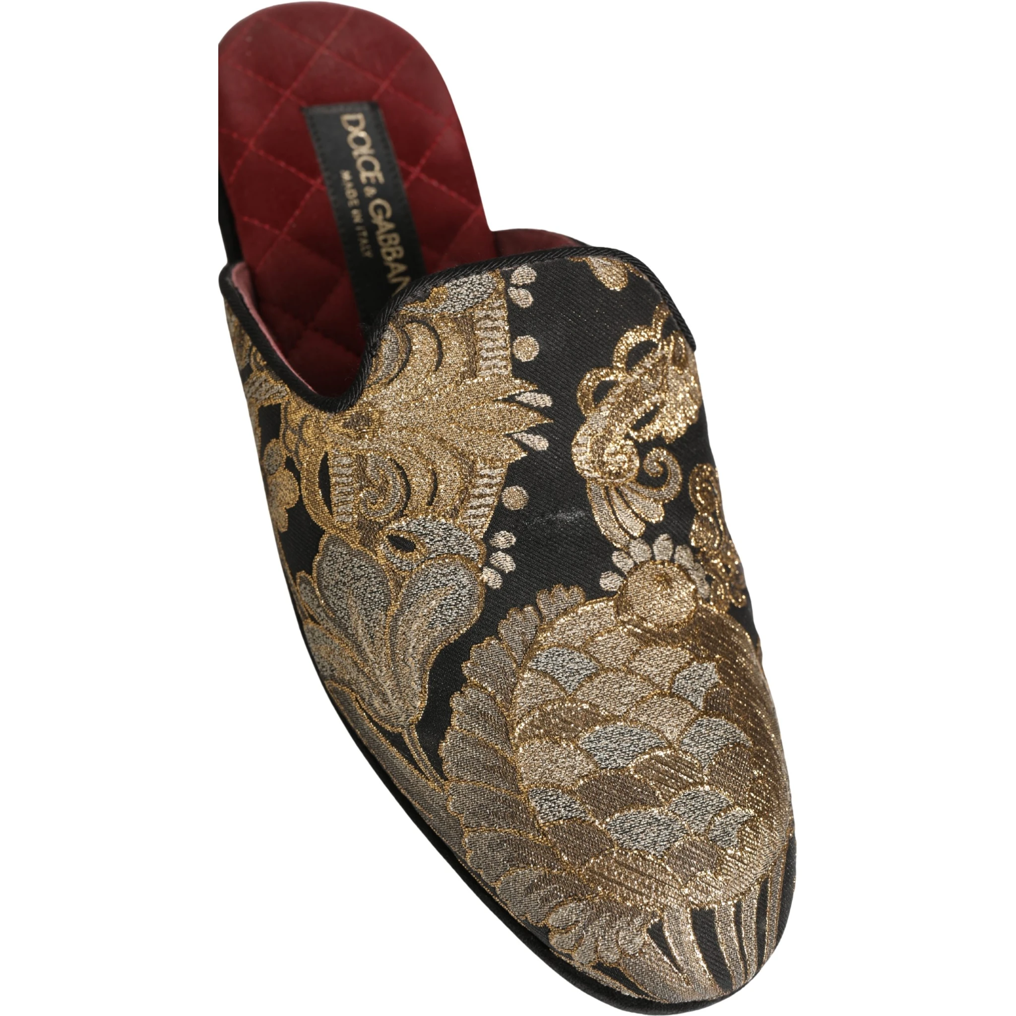 Black Floral Jacquard Flats Sandals Men Shoes