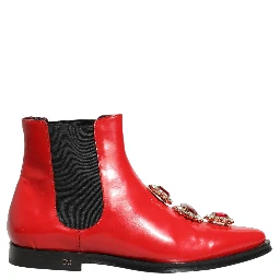 Red Embellished Chelsea Men Ankle Boots Shoes