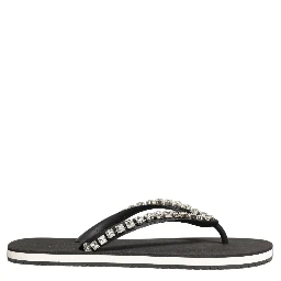 Black Embellished Rubber Flip Flops Men Shoes