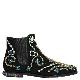 Black Embellished Chelsea Ankle Boots Shoes
