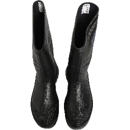 Black PVC Pull On Rain Boots Men Shoes