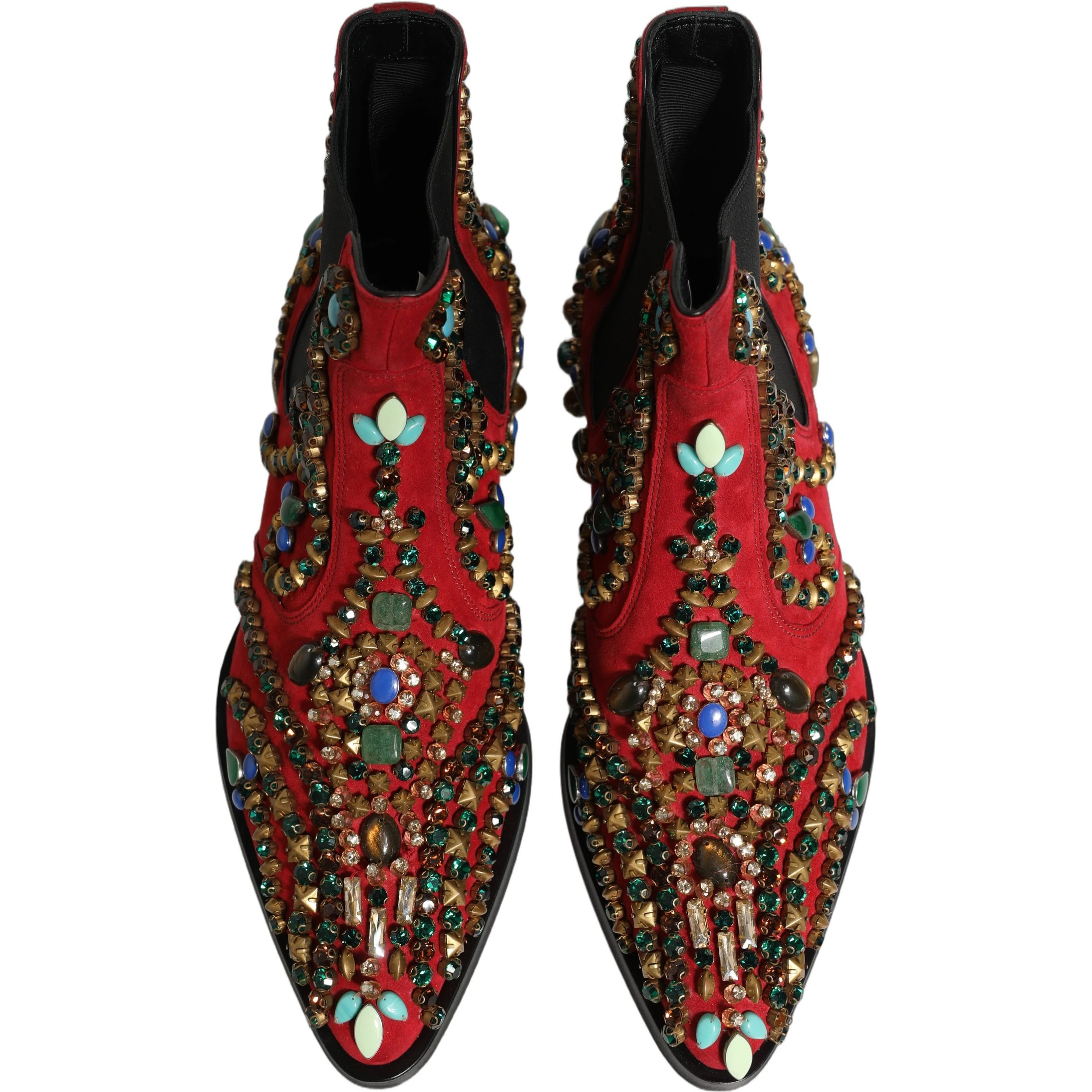 Red Embellished Chelsea Ankle Boots Shoes