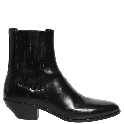 Black Leather Chelsea Mid Calf Boots Shoes