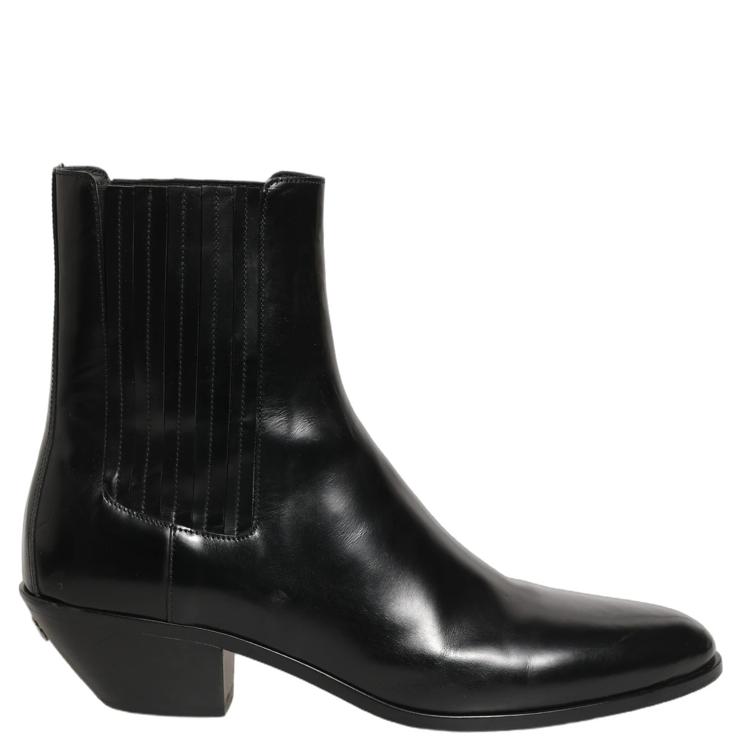 Black Leather Chelsea Mid Calf Boots Shoes