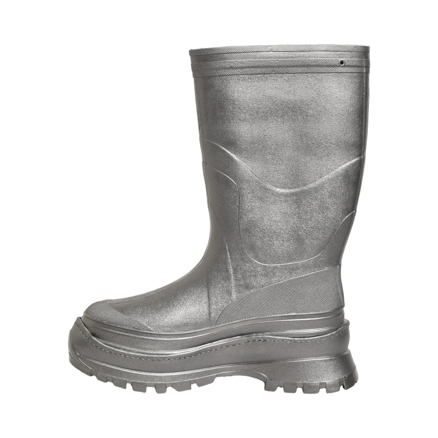 Metallic Silver Pull On Rain Boots Men Shoes