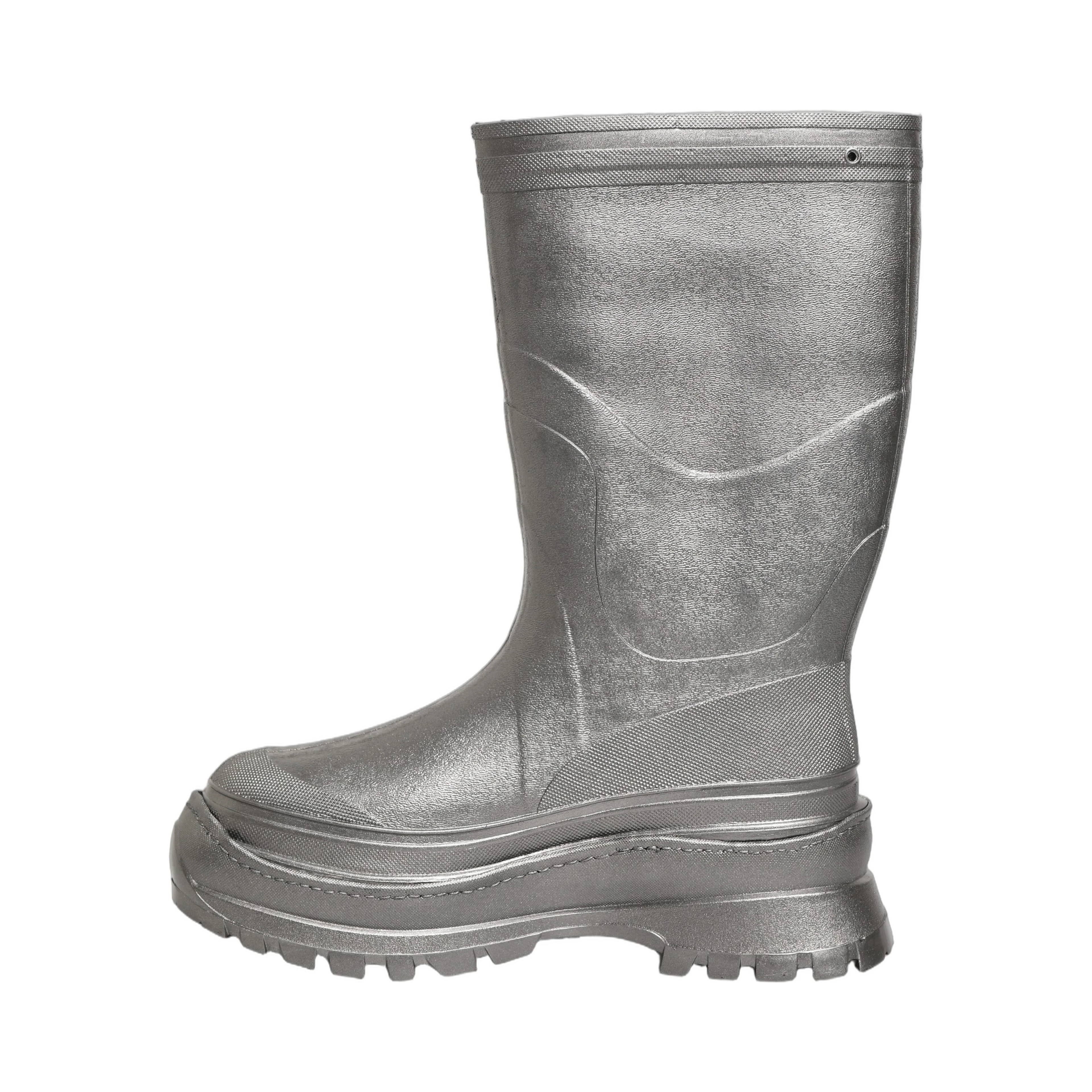 Metallic Silver Pull On Rain Boots Men Shoes