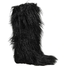 Black Faux Fur Mid Calf Winter Boots Shoes