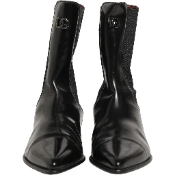 Black Leather Chelsea Mid Calf Boots Shoes