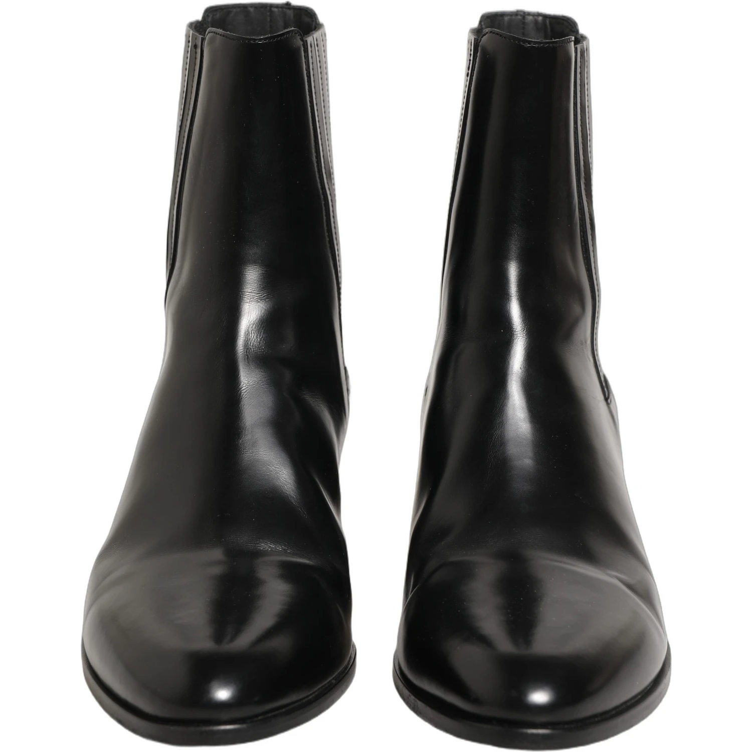 Black Leather Chelsea Mid Calf Boots Shoes