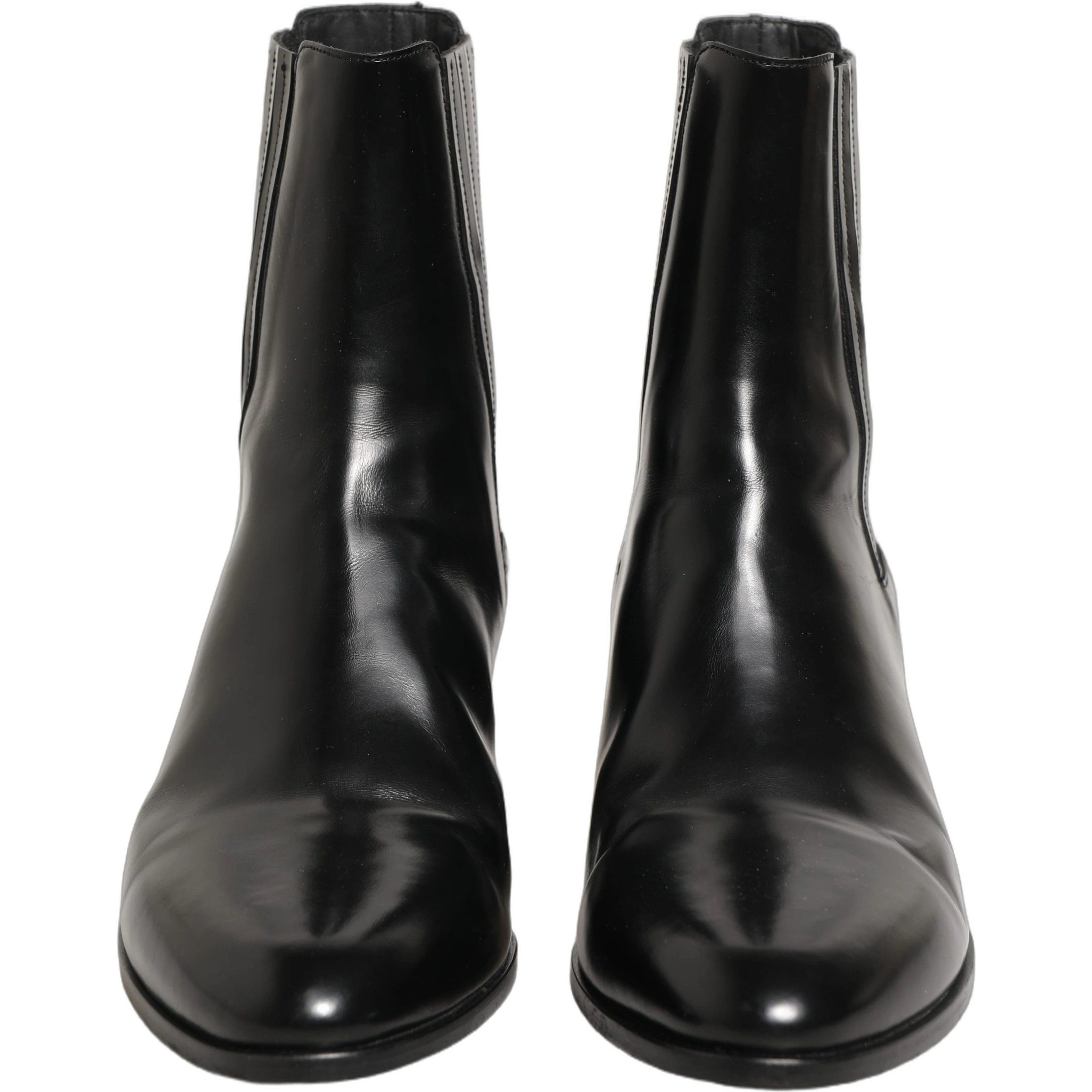Black Leather Chelsea Mid Calf Boots Shoes