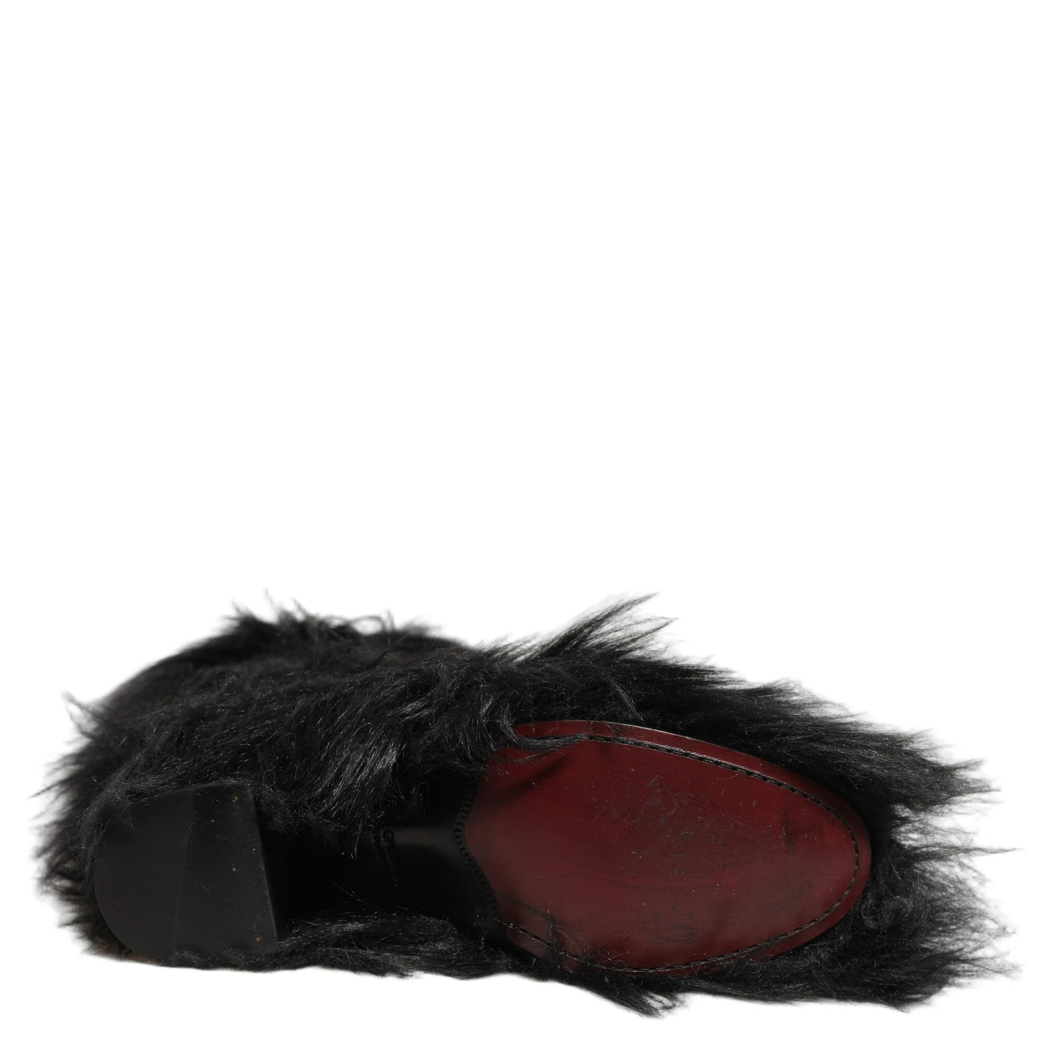 Black Faux Fur Mid Calf Winter Boots Shoes