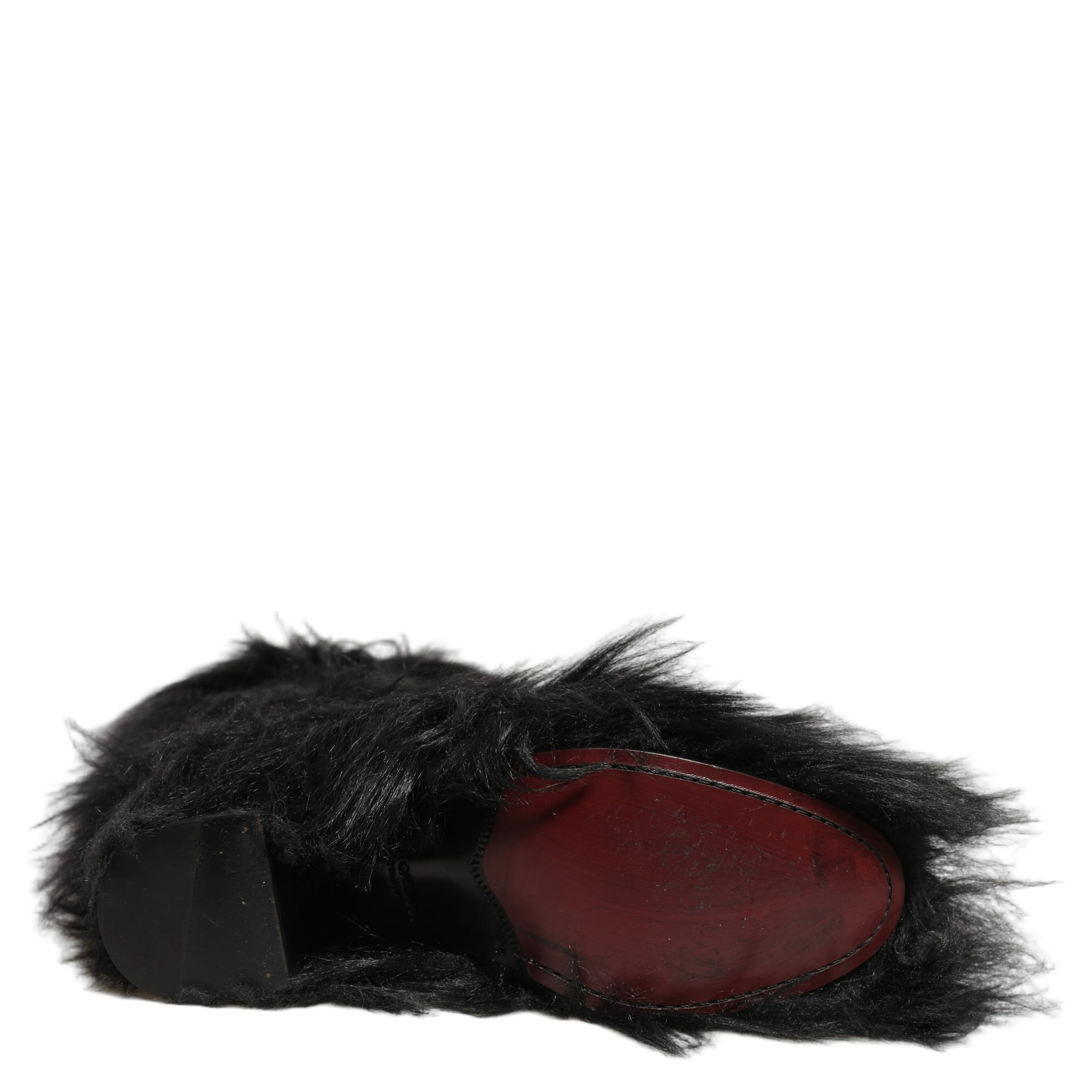 Black Faux Fur Mid Calf Winter Boots Shoes