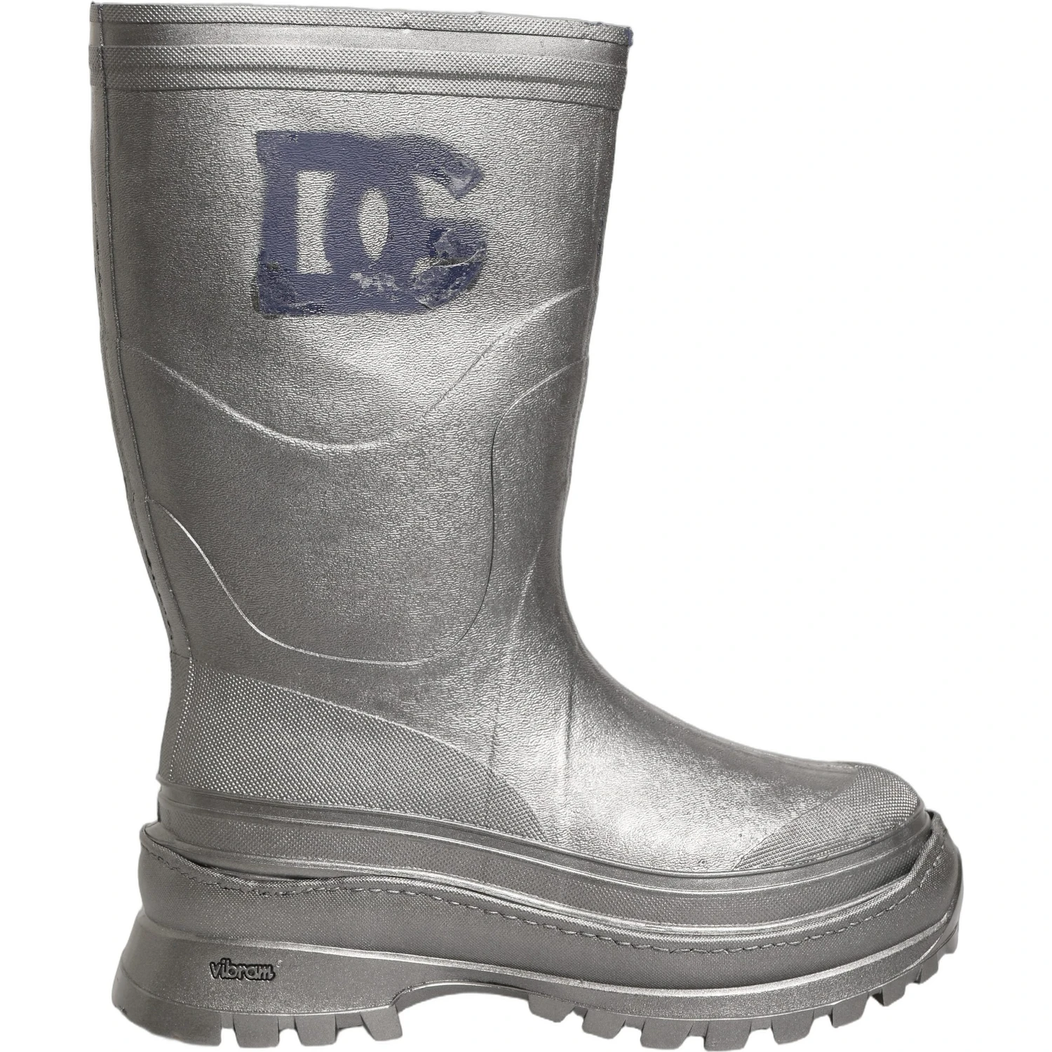 Metallic Silver Pull On Rain Boots Men Shoes
