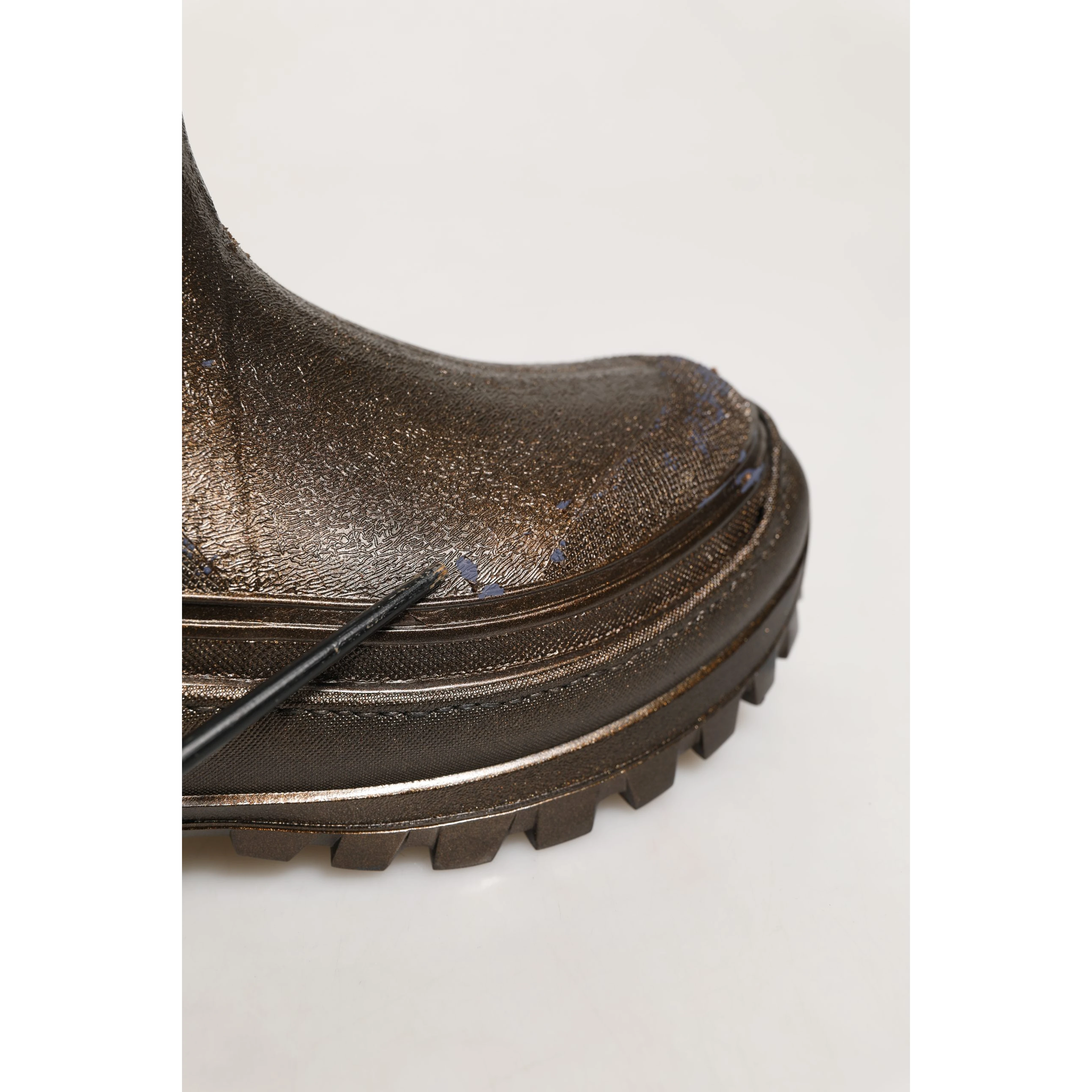Bronze PVC Pull On Rain Boots Men Shoes