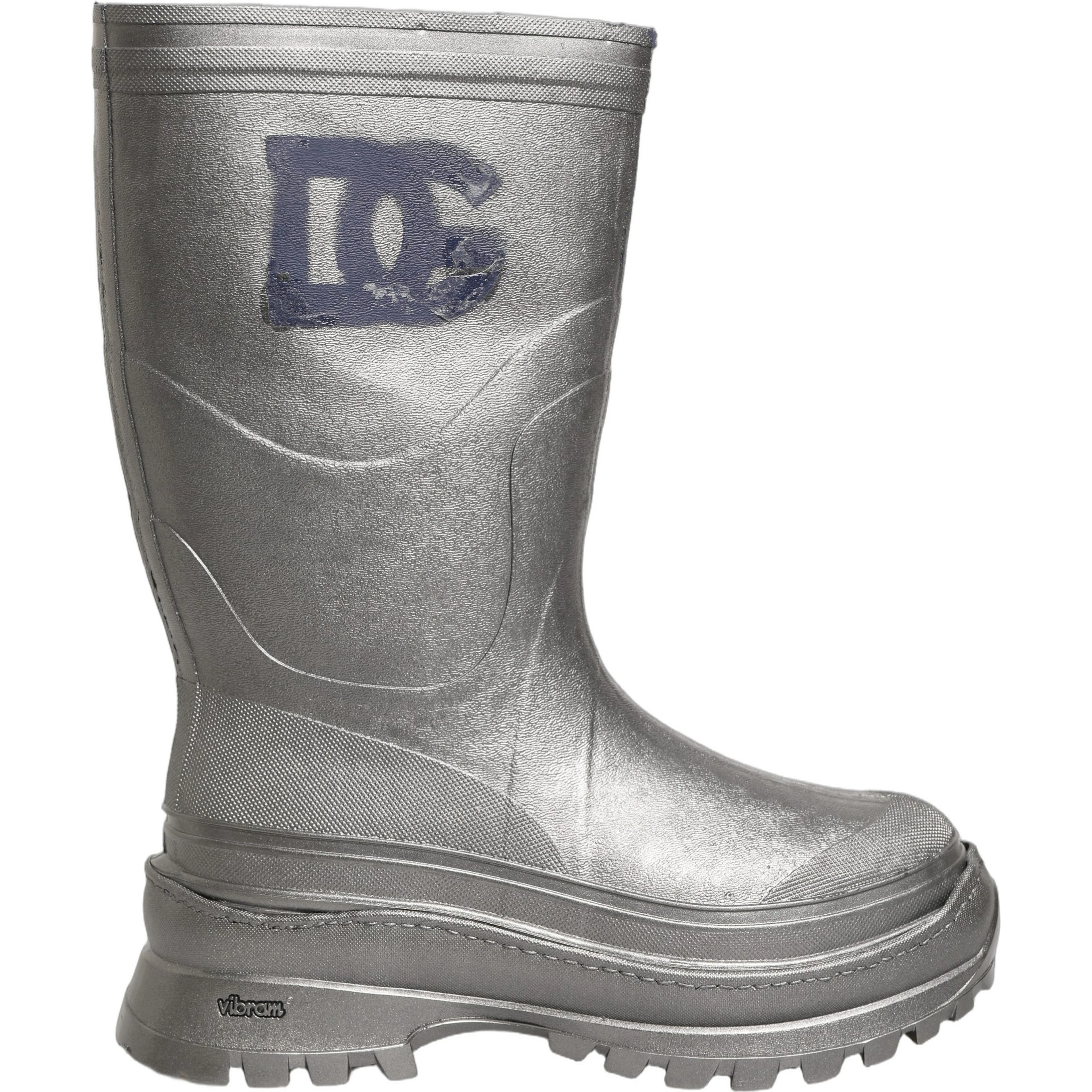 Metallic Silver Pull On Rain Boots Men Shoes