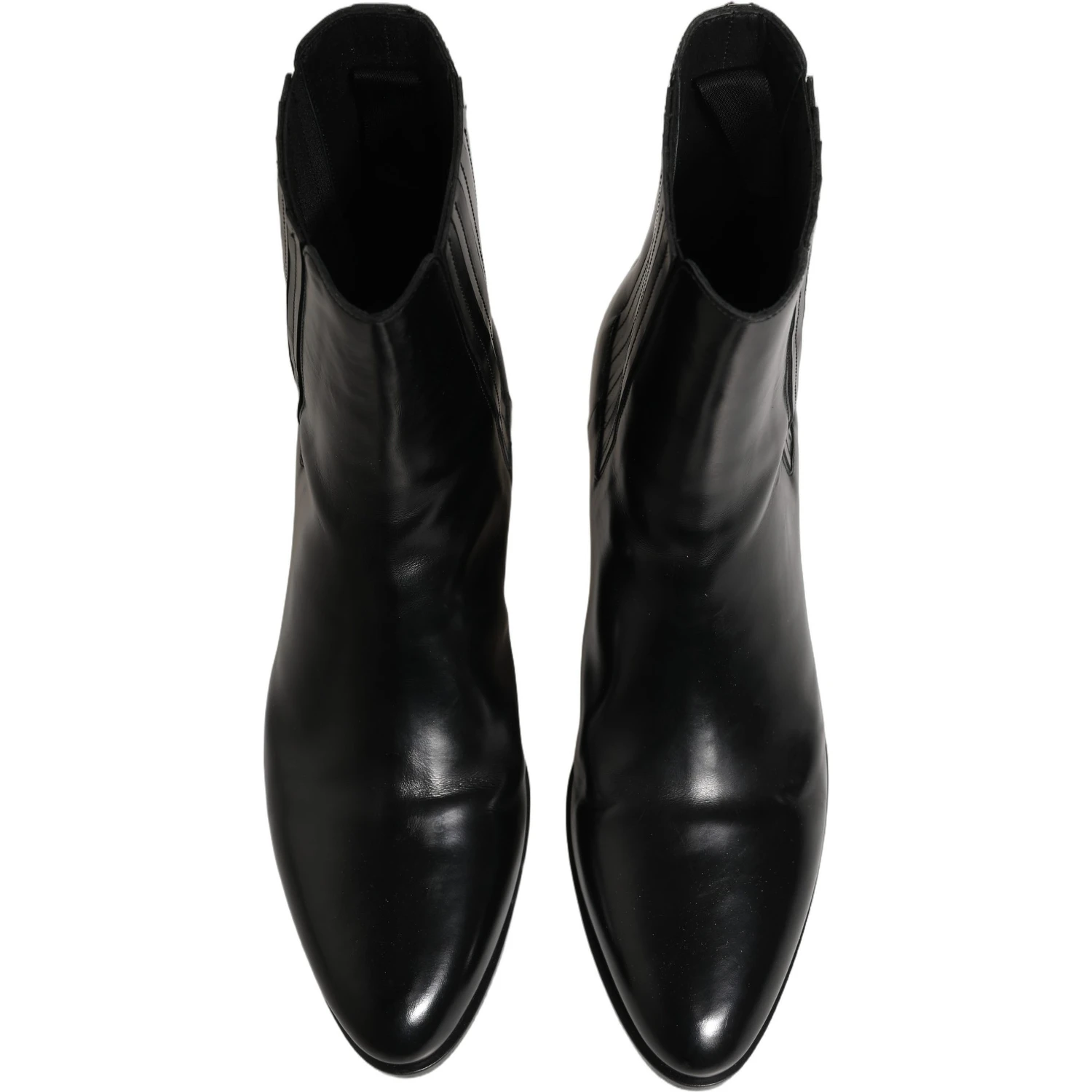 Black Leather Chelsea Mid Calf Boots Shoes