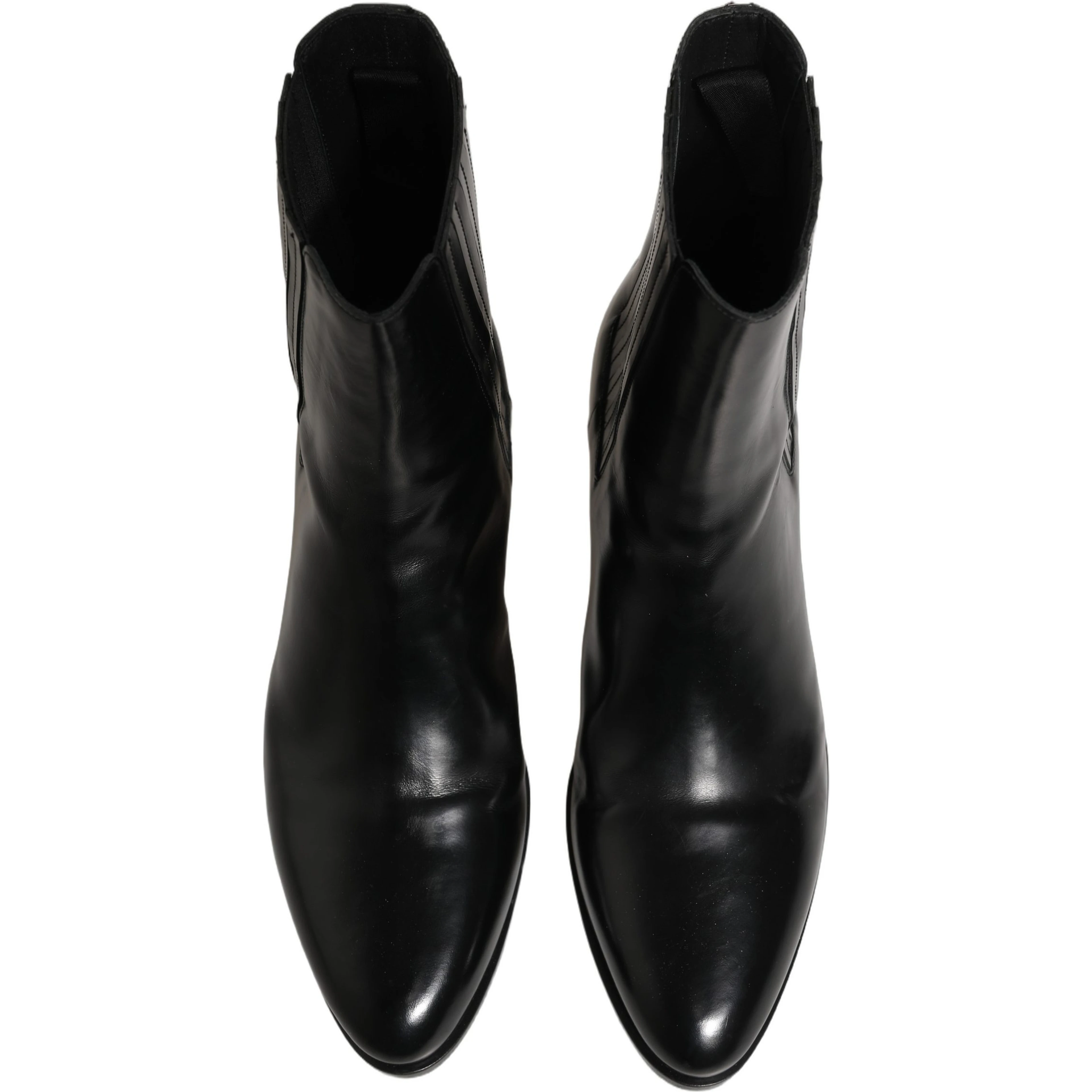 Black Leather Chelsea Mid Calf Boots Shoes