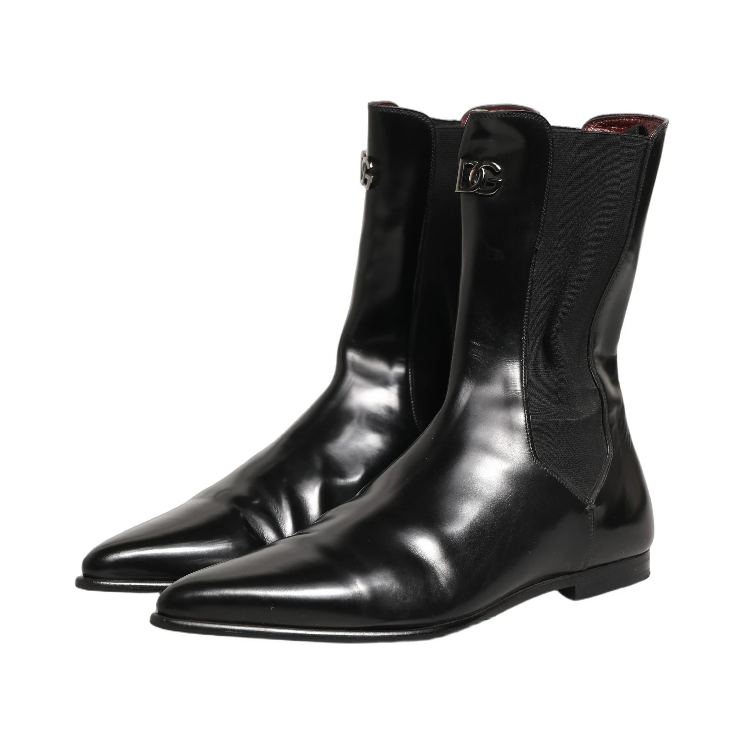Black Leather Chelsea Mid Calf Boots Shoes