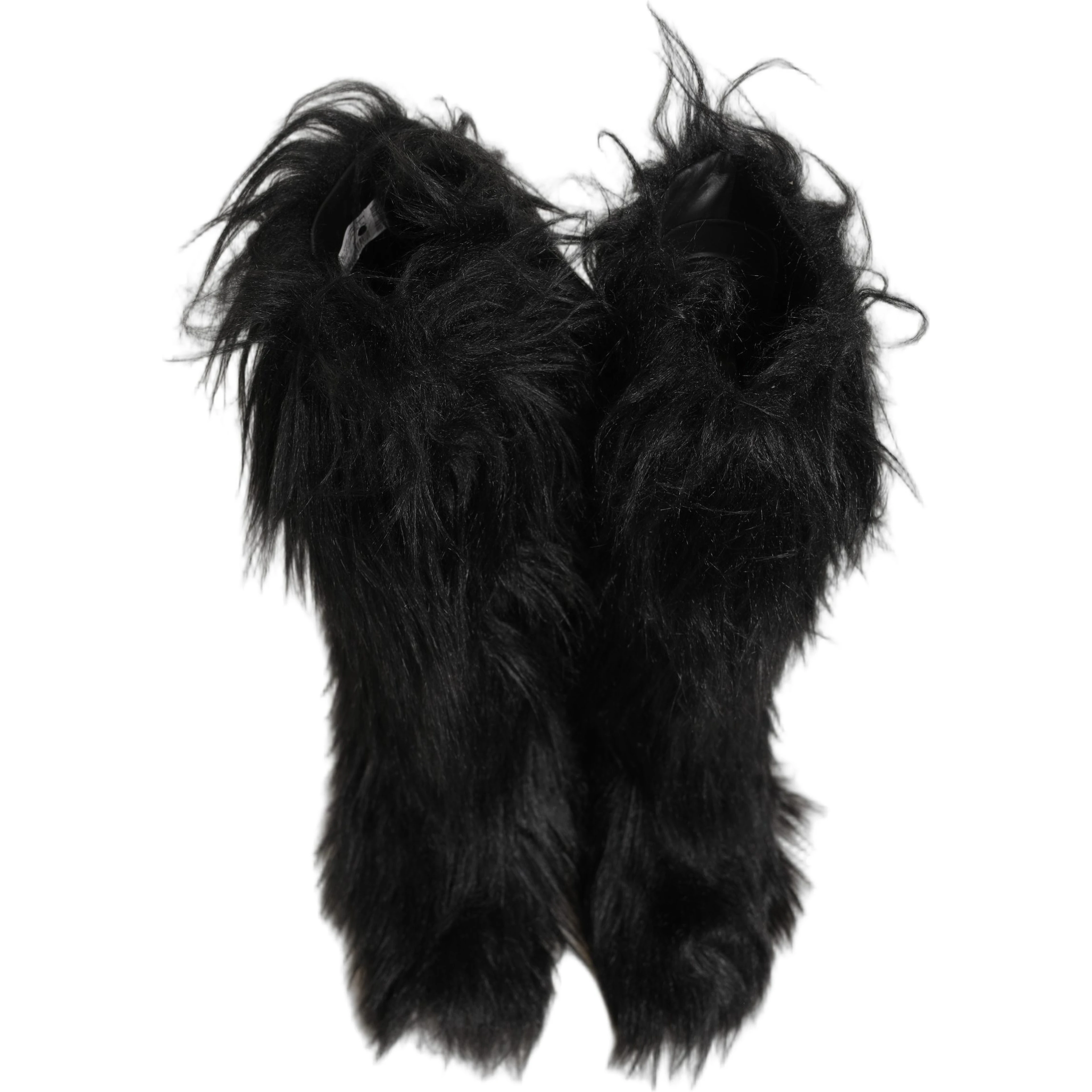 Black Faux Fur Mid Calf Winter Boots Shoes