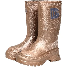 Rose Gold PVC Pull On Rain Boots Men Shoes