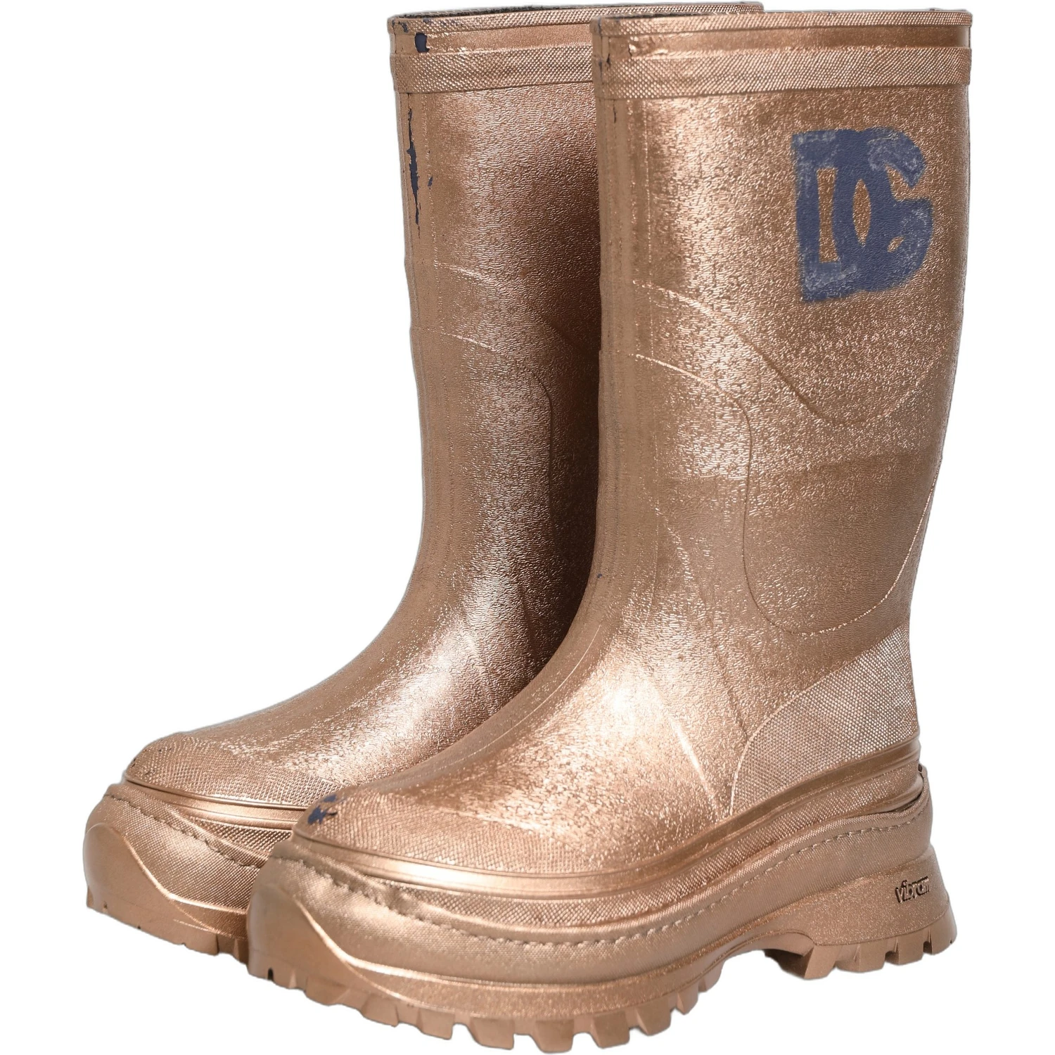 Rose Gold PVC Pull On Rain Boots Men Shoes