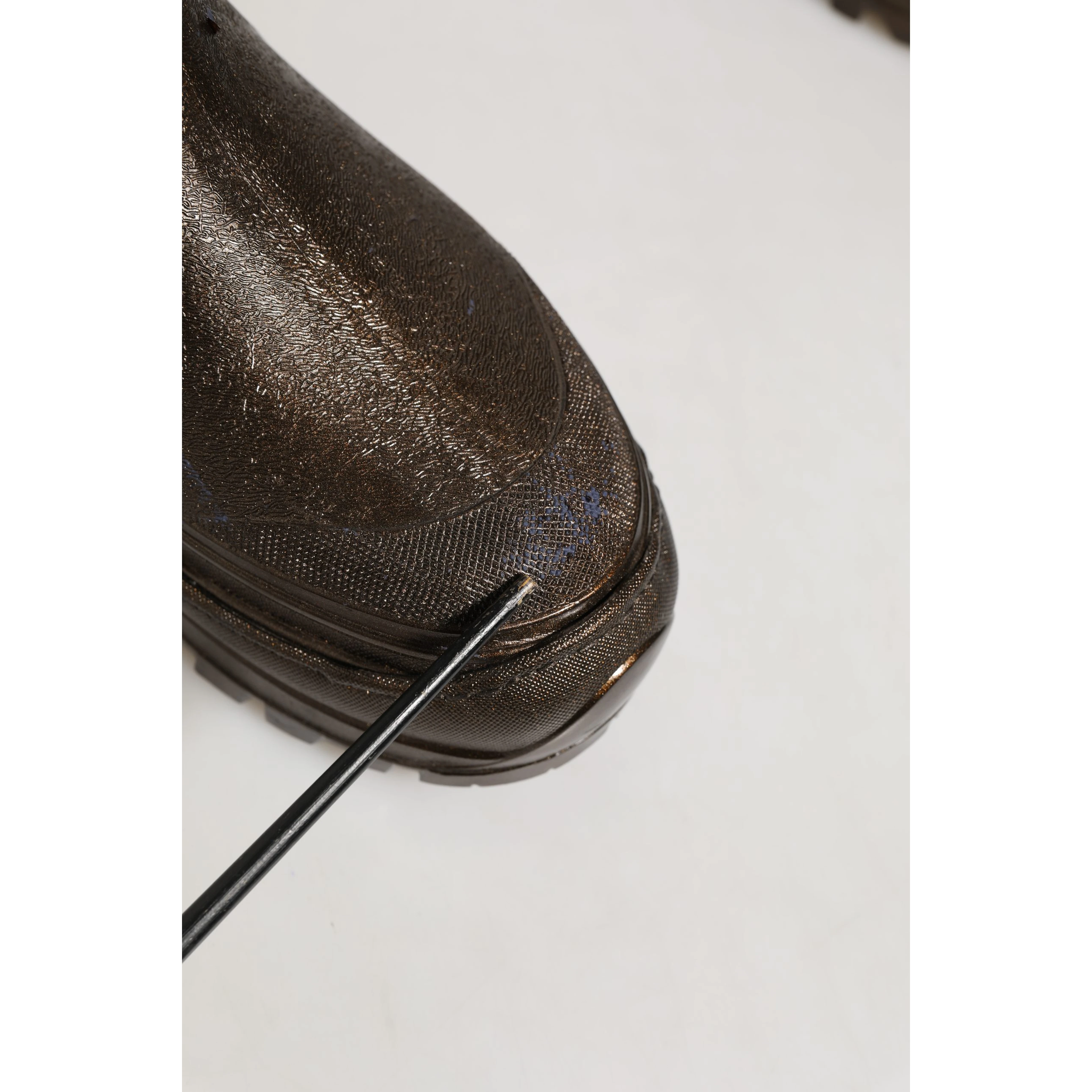 Bronze PVC Pull On Rain Boots Men Shoes