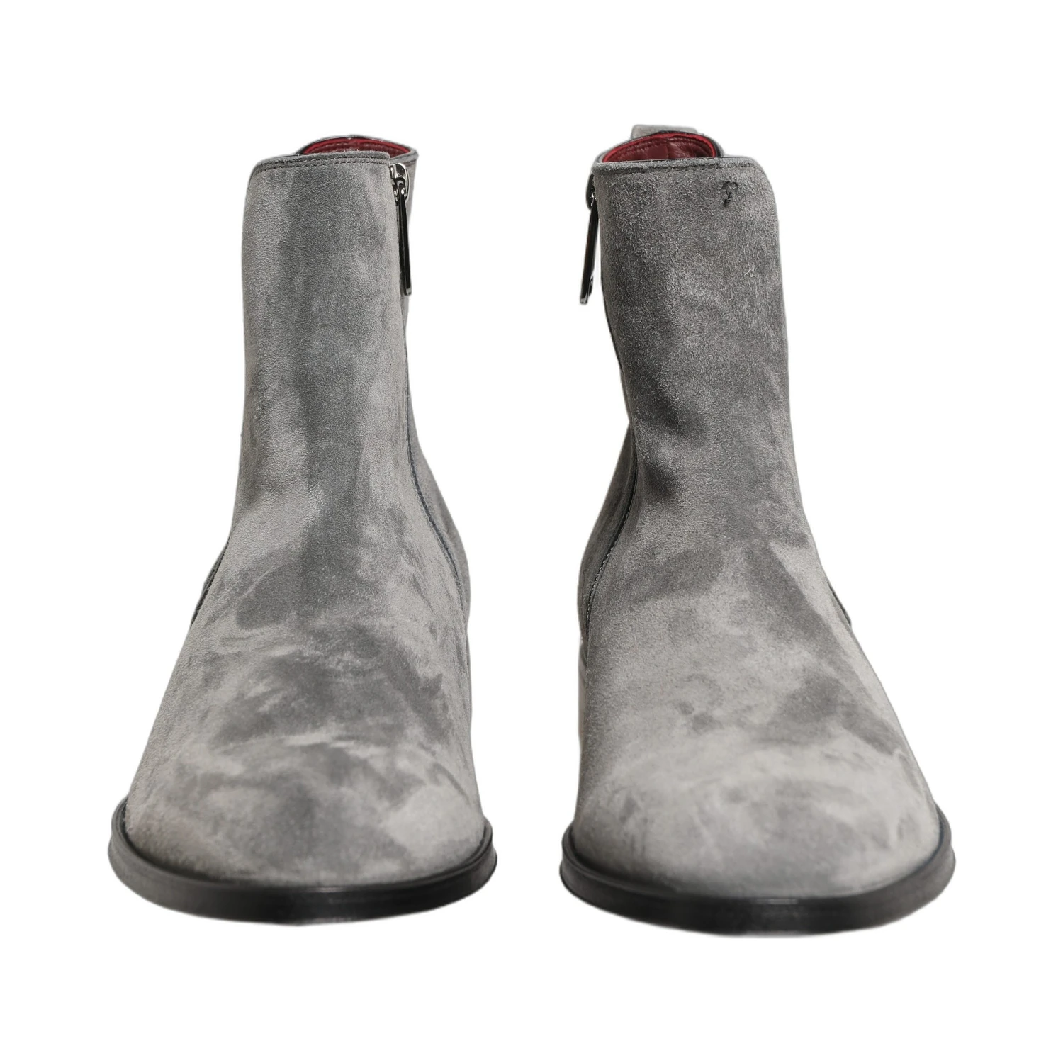 Gray Suede Leather Chelsea Boots Shoes