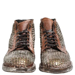 Brown Leather Runway Studs Ankle Boots Shoes