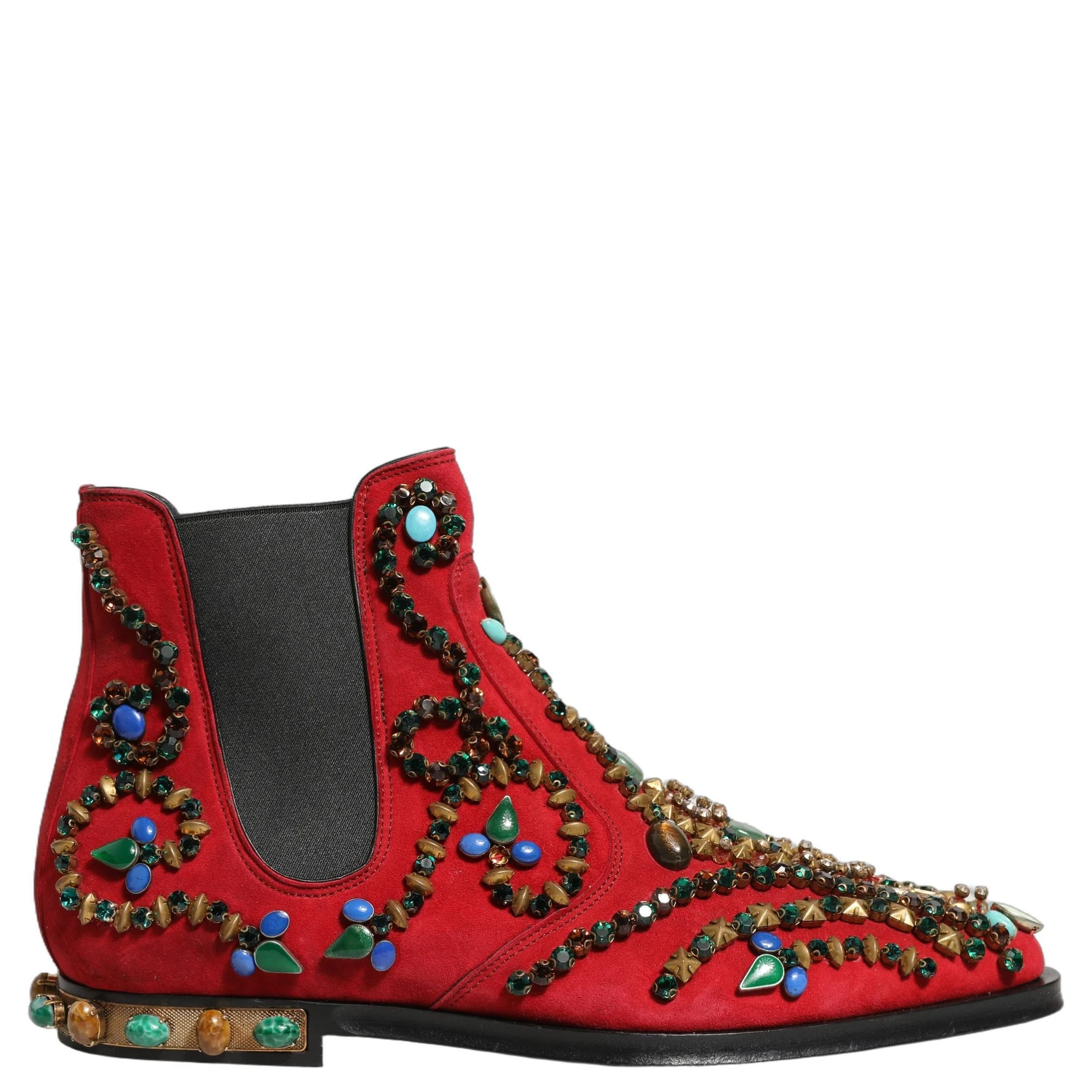 Red Embellished Chelsea Ankle Boots Shoes