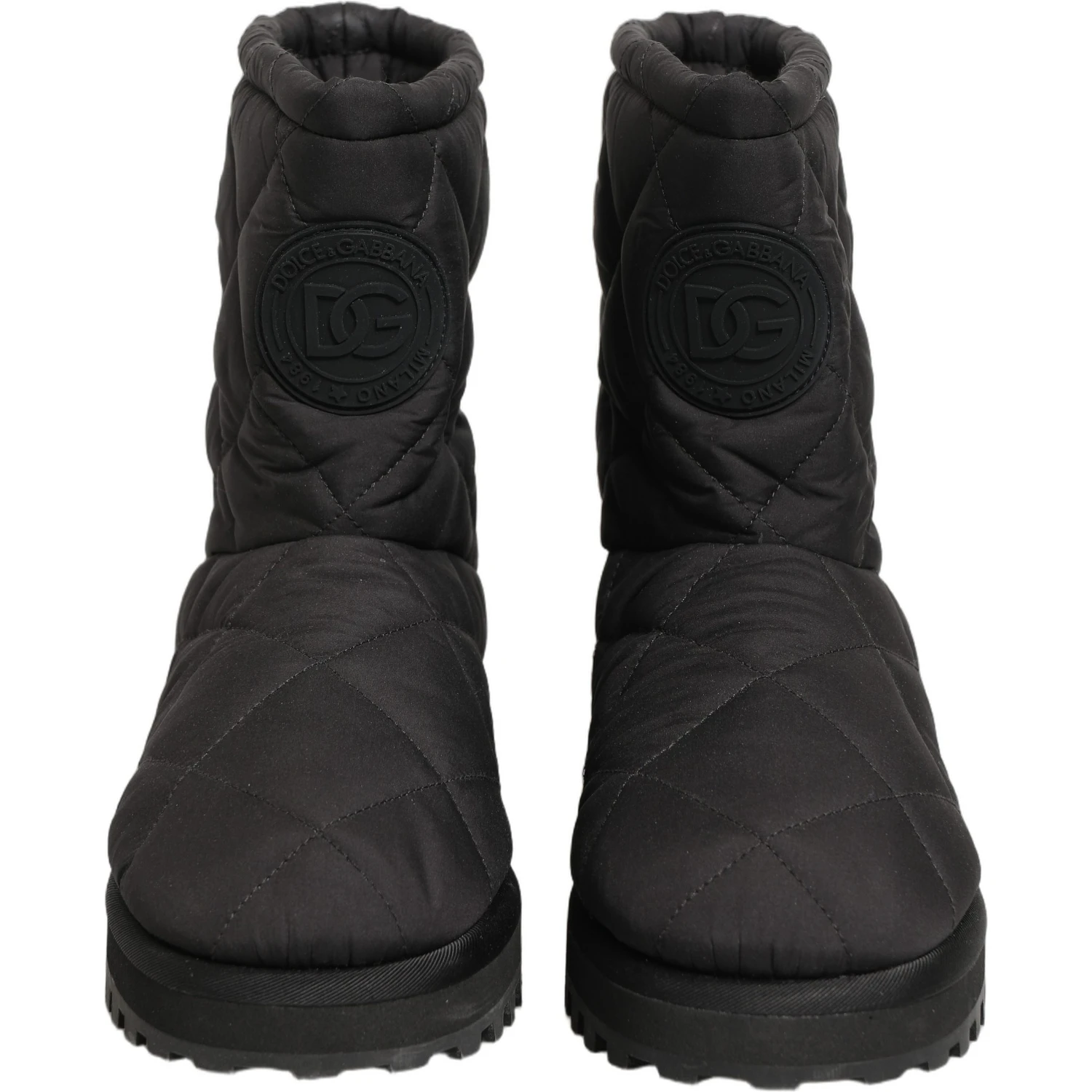 Black Quilted Effect Mid Calf Boots Shoes