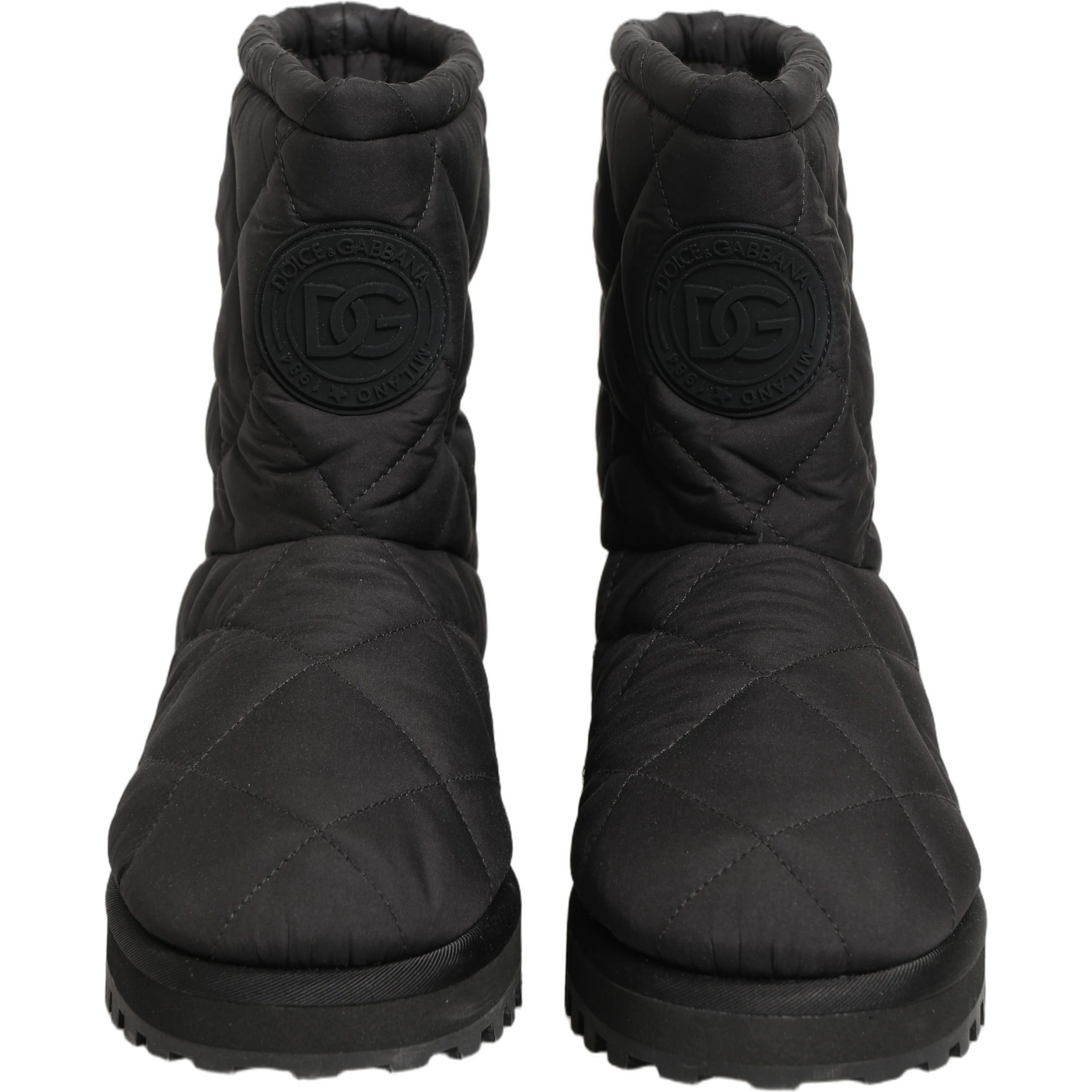 Black Quilted Effect Mid Calf Boots Shoes