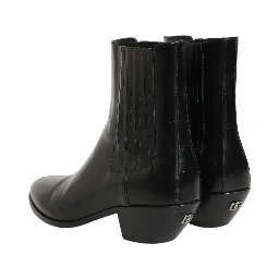 Black Leather Chelsea Mid Calf Boots Shoes
