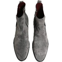 Gray Suede Leather Chelsea Boots Shoes