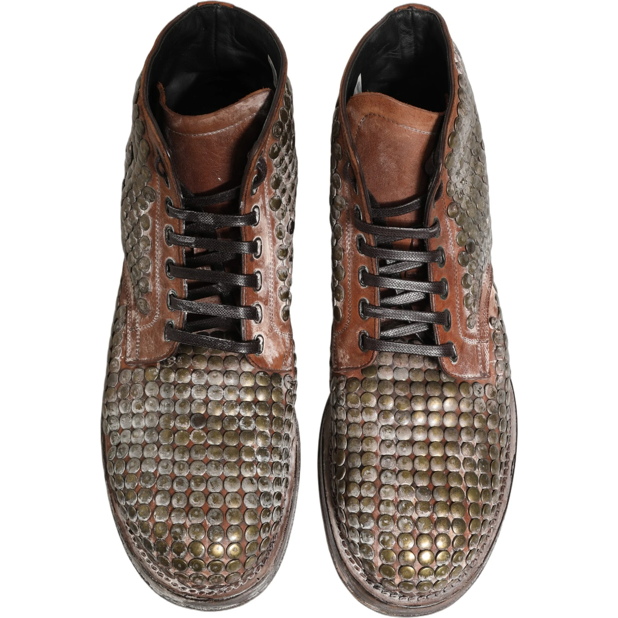 Brown Leather Runway Studs Ankle Boots Shoes