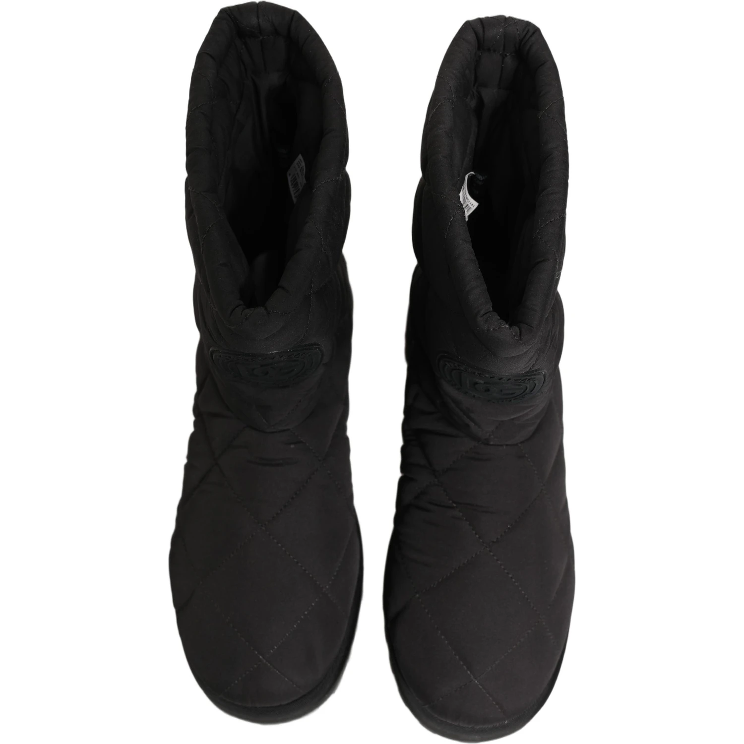 Black Quilted Effect Mid Calf Boots Shoes
