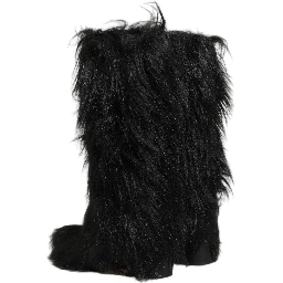 Black Faux Fur Mid Calf Winter Boots Shoes