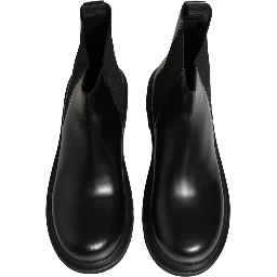 Black Chelsea Boots Leather Slip On Men Shoes