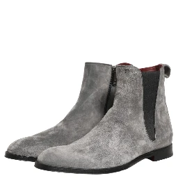 Gray Suede Leather Chelsea Boots Shoes