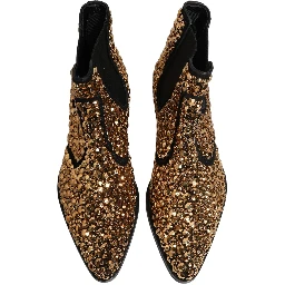 Gold Embellished Chelsea Ankle Boots Shoes