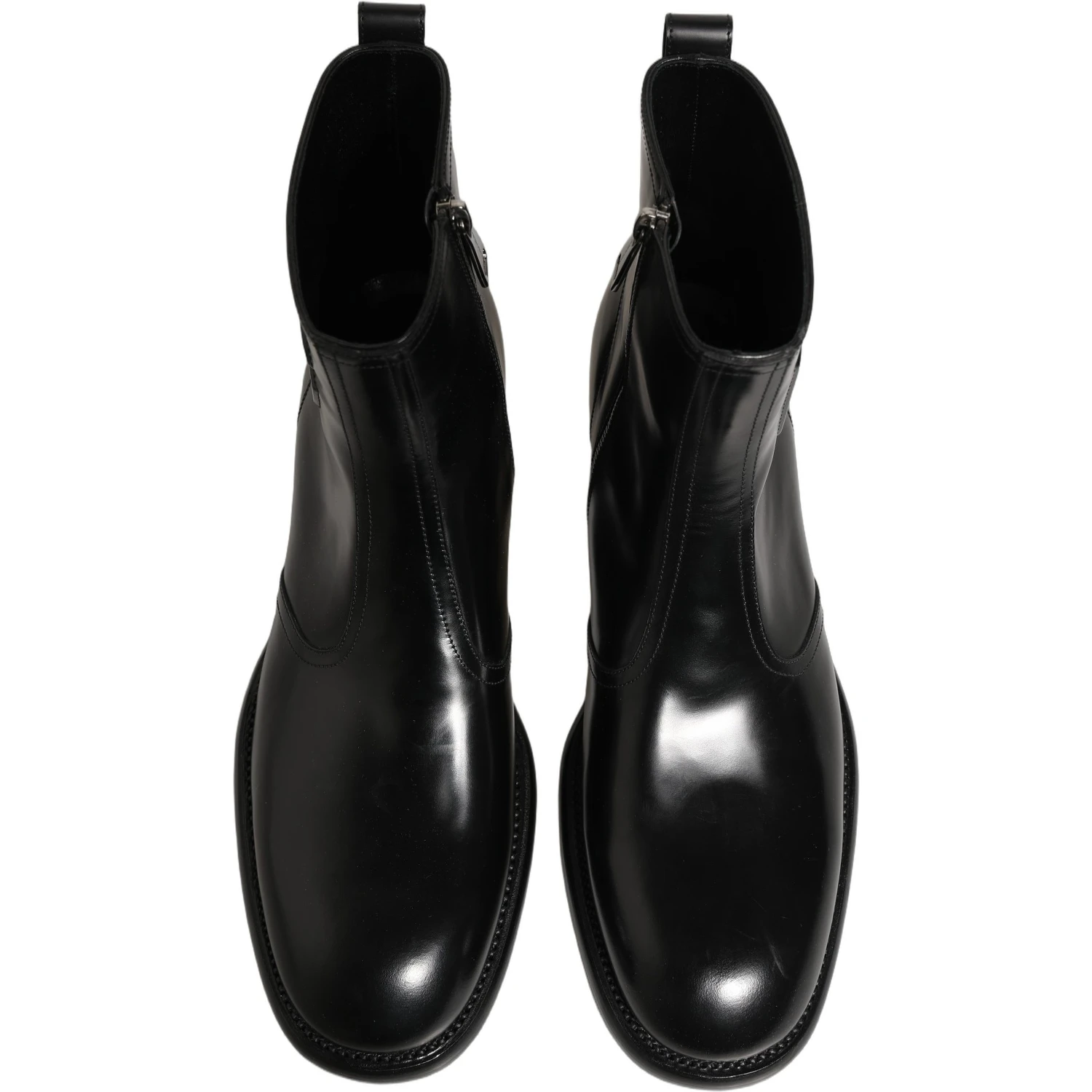Black Leather Embossed Logo Ankle Boots Shoes