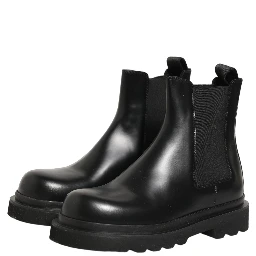 Black Chelsea Boots Leather Slip On Men Shoes