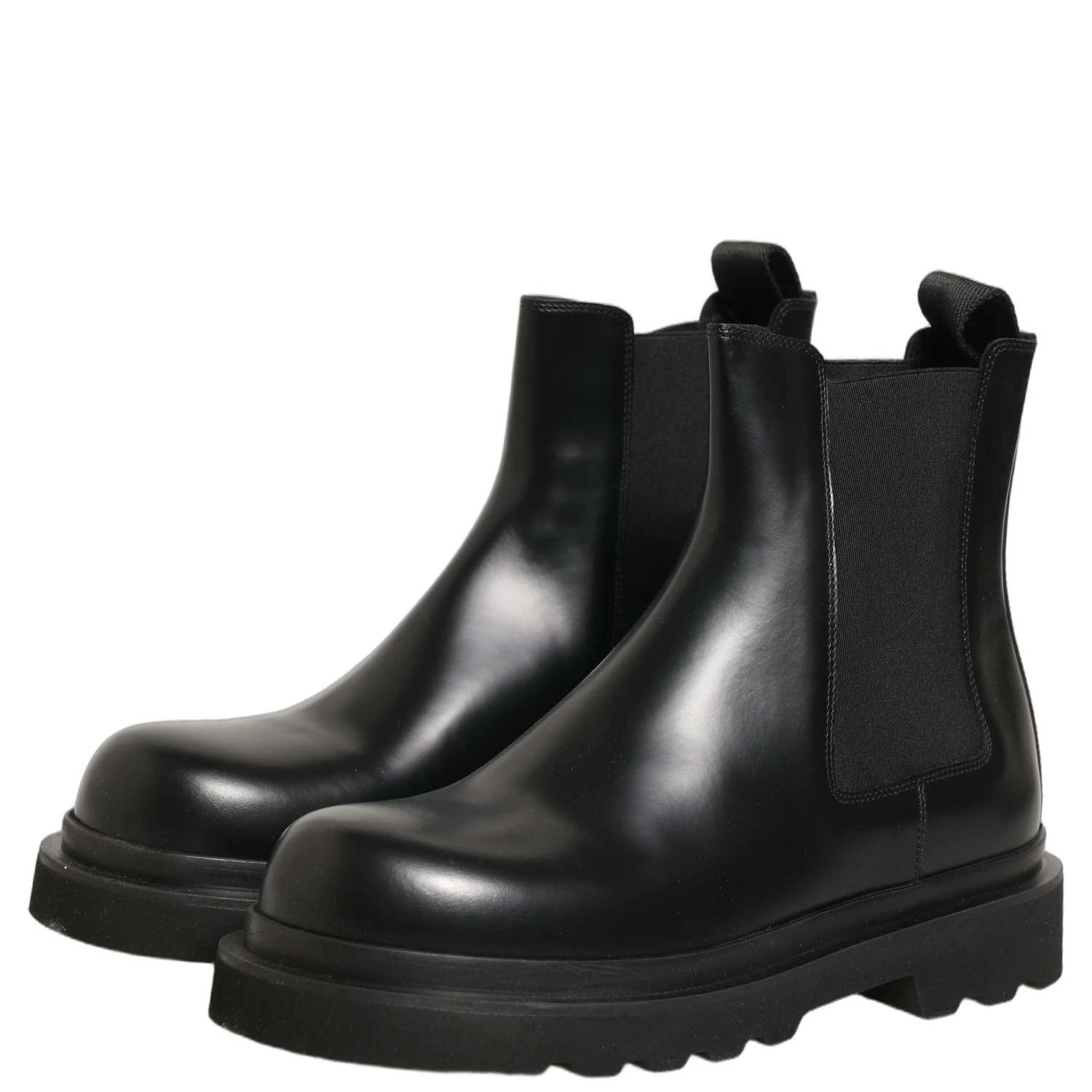Black Chelsea Boots Leather Slip On Men Shoes